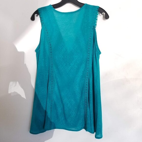 Language Embroidered Cutout Eyelet Sleeveless Top - Picture 3 of 11